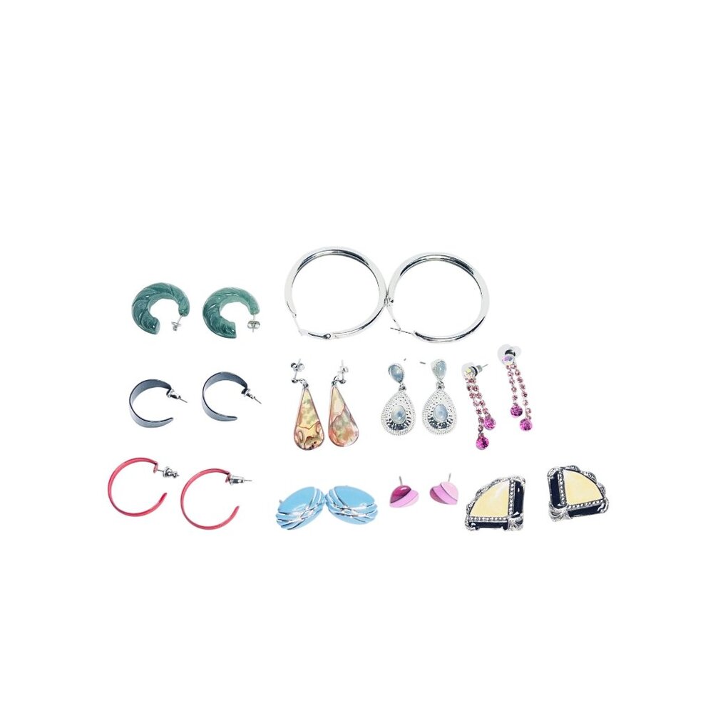 Lot Of 10 Silver Tone Pierced Earrings (6137)
